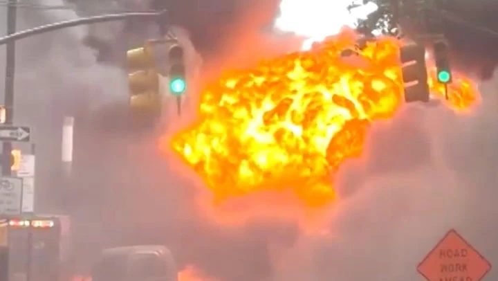 Moment car explodes near Wall Street’s iconic Charging Bull statue