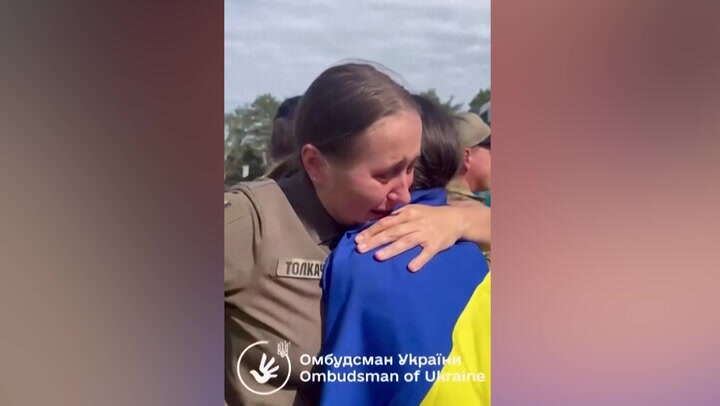 Watch moment Ukrainian prisoner of war is reunited with her family