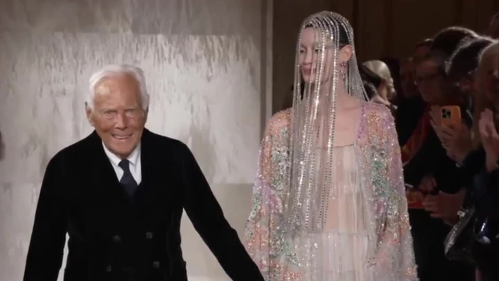 Giorgio Armani walks down runway in Paris in final public appearance