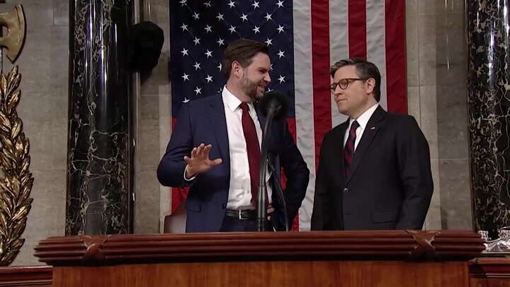 JD Vance caught on hot mic despairing over length of Trump’s address