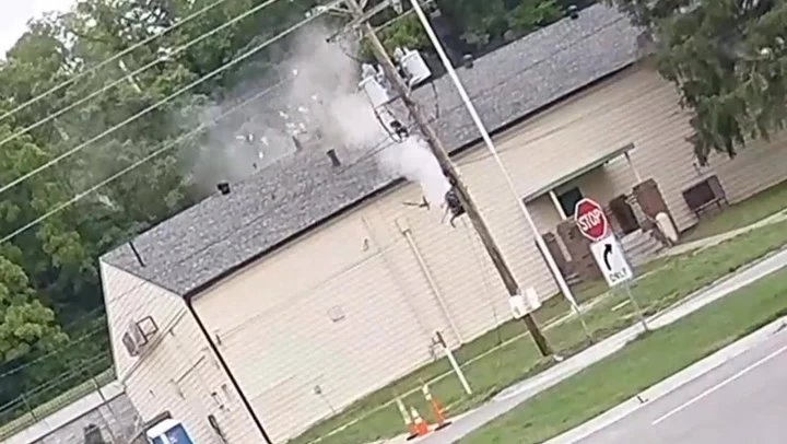 Car flies off road and crashes into veterans hall — again