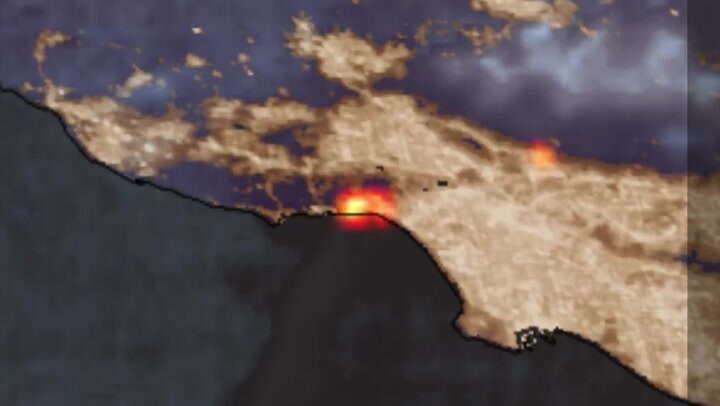 Satellite footage captures Pacific Palisades wildfares rage