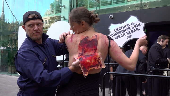 Protester ‘skinned alive’ in shock London Fashion Week demonstration