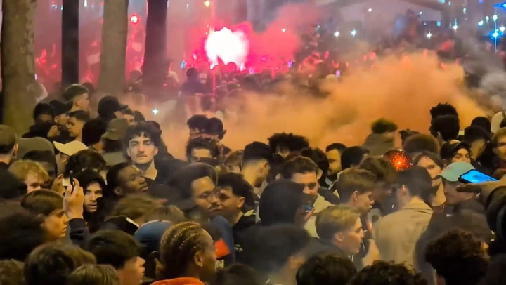 Videos show chaos and fires on the streets of Paris after PSG win