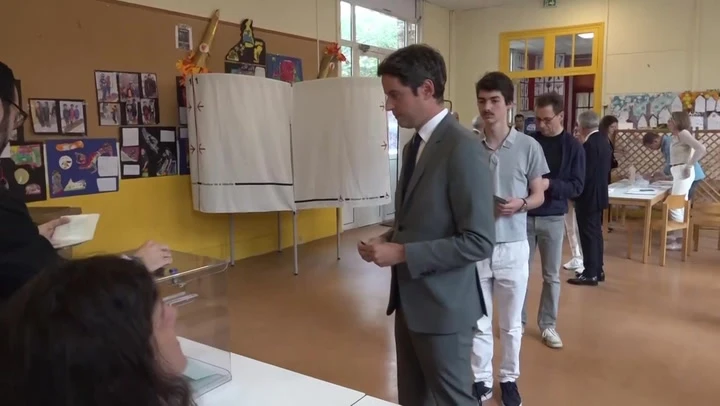 Watch: French prime minister casts vote in pivotal runoff election