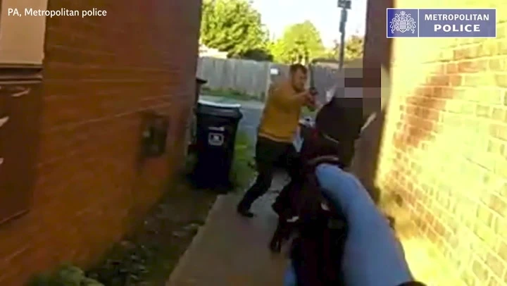 Footage of Hainualt sword attacker slashing at police shown to court