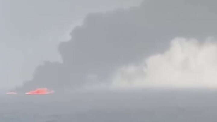 Video: Smoke billows in North Sea oil tanker and cargo ship collision