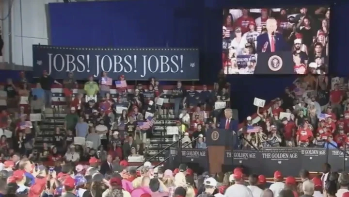 Trump mocks small Democrat crowds with empty seats seen at his rally