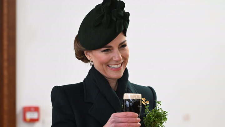 Princess Kate enjoys a St Patrick’s Day pint during Irish Guards visit