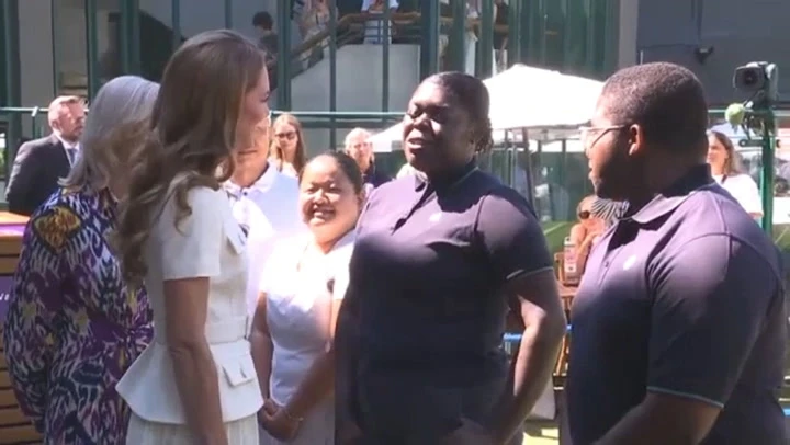 Kate shows concern for Wimbledon staff as she takes place in Royal Box