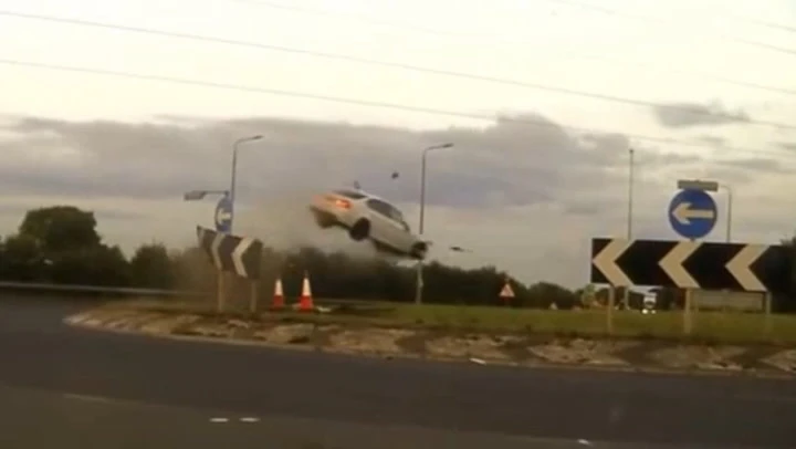 Drug driver’s BMW flies over roundabout in 140mph pursuit