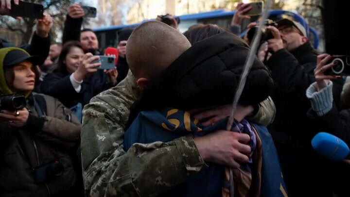 Emotional reunions in Ukraine as hundreds of prisoners of war return