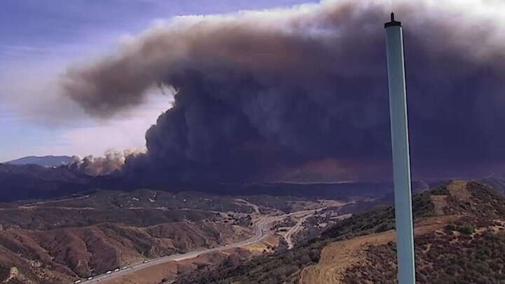 Smoke pours from Hughes Fire as Los Angeles faces another blaze