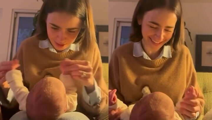 Watch: Lily Collins introduces newborn daughter to Phil Collins’ music