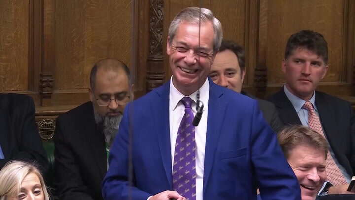 Farage heckled during PMQs as he congratulates Trump