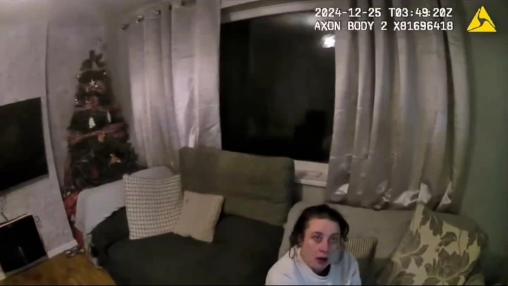 Moment woman arrested after murdering ex-partner on Christmas Day
