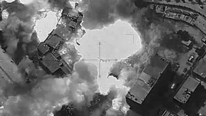 Drone video shows Israel’s huge missile strike on Syria’s military HQ