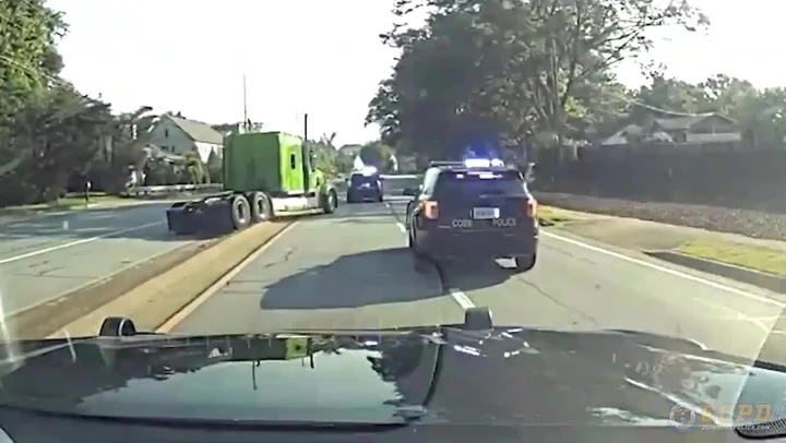 Stolen semi truck takes cops on wild chase before crashing into garden