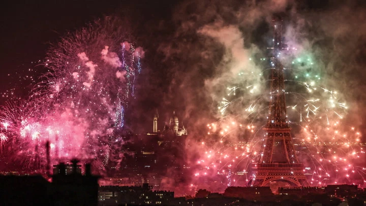 Spectacular drone display lights up Eiffel Tower for Bastille Day