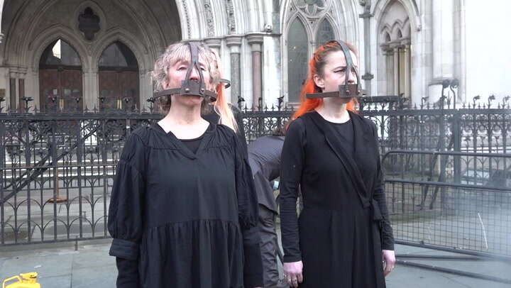 Just Stop Oil activists protest outside High Court