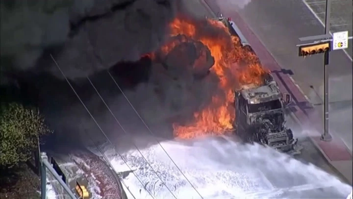 Fire engulfs oil tanker in Texas city as residents ordered to evacuate