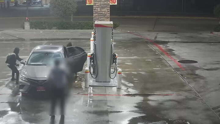 Masked robbers attack man at gas station before stealing his car