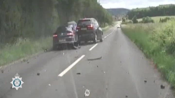Driver in stolen car smashes into armed police van during 100mph chase