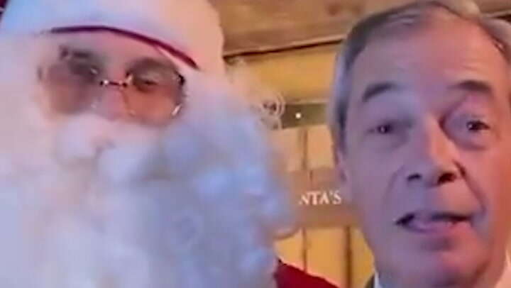 Nigel Farage makes rare trip to Clacton - with Father Christmas