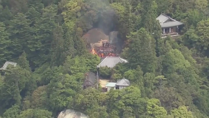 Buddhist hall housing ‘eternal flame’ burns down in Japan