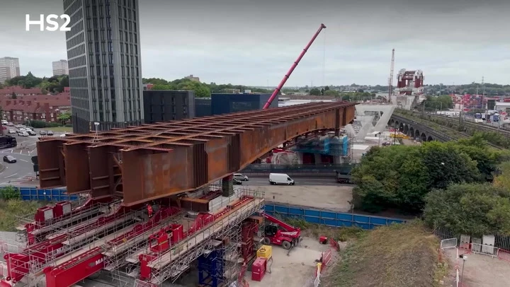 HS2 moves 1,631 tonne bridge into place over Birmingham ring road