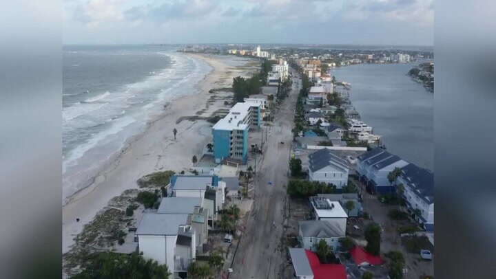 Aftermath of Hurricane Helene in Florida seen in drone footage