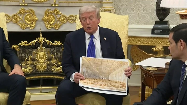 Trump shows off gold ballroom that’s been ‘wanted for 150 years’