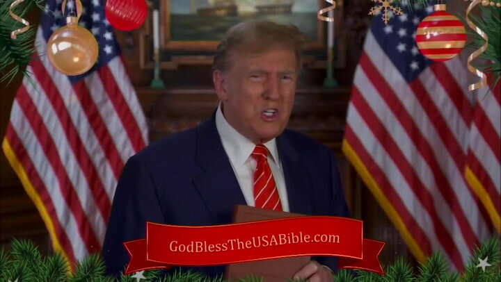 Trump narrates Christmas ad for $60 themed bibles as legal bill looms