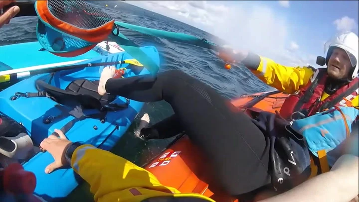 Watch: RNLI rescues kayaking expedition goes wrong in strong wings