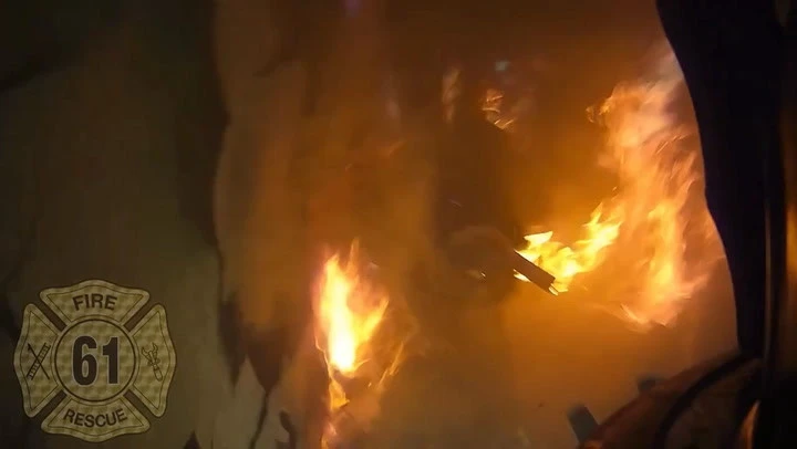 Firefighter falls 13ft through floor of burning building