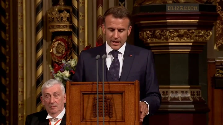 Macron makes Brexit joke in address to Parliament during state visit