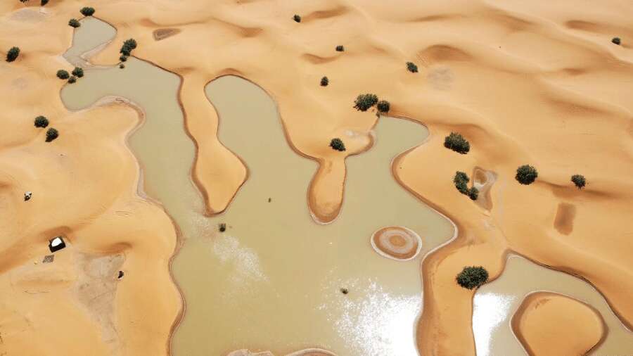 As impressionantes imagens do deserto do Saara inundado após tempestades