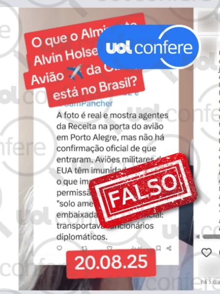 É falso que almirante Alvin Holsey veio ao Brasil em avião usado pela CIA
