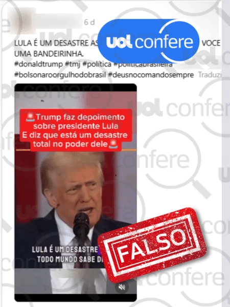 Trump não chamou Lula de 'desastre total'; vídeo foi criado por IA