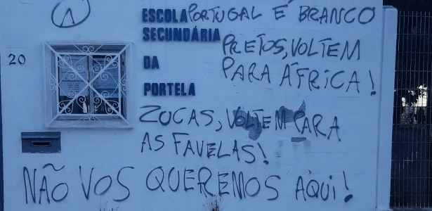Escola em Portugal é pichada com frases racistas contra brasileiros
