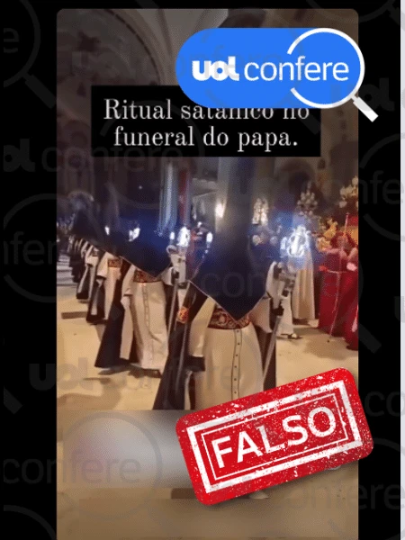 Vídeo mostra procissão na Espanha, e não ritual satânico em funeral do papa