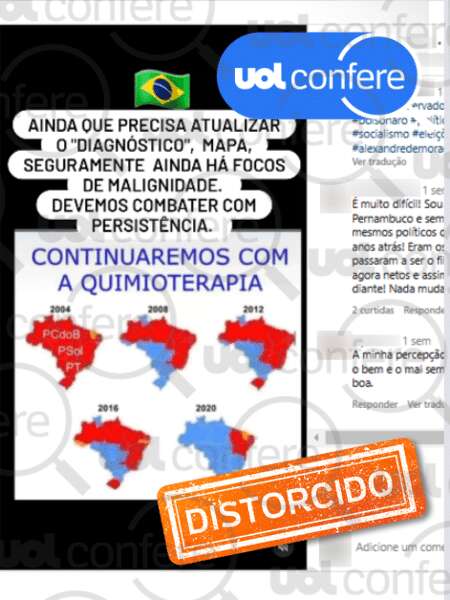 Post traz mapas com resultados das eleições presidenciais, não de prefeitos