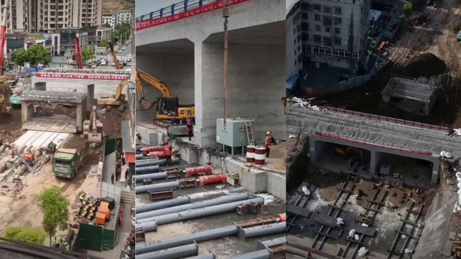 Como é possível? China remove ponte e instala viaduto sob trilhos em 24h