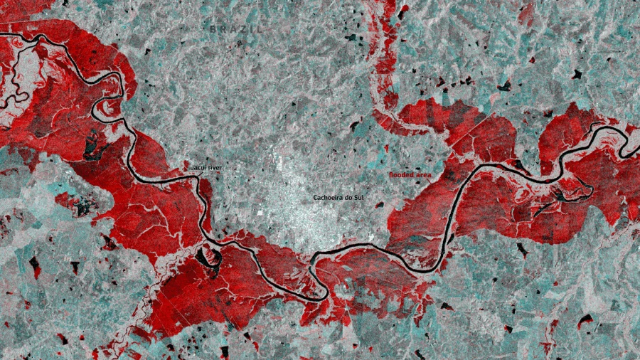 Imagens de satélite mostram áreas alagadas no RS; veja antes e depois