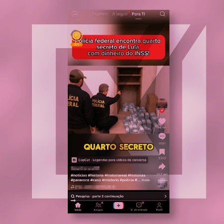 É falso que a PF encontrou dinheiro do INSS em quarto secreto de Lula