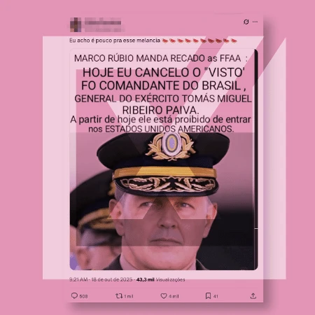Governo dos EUA não cancelou o visto do general Paiva