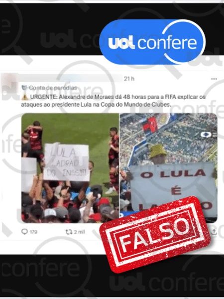 Moraes não intimou Fifa sobre cartazes de torcida do Flamengo contra Lula