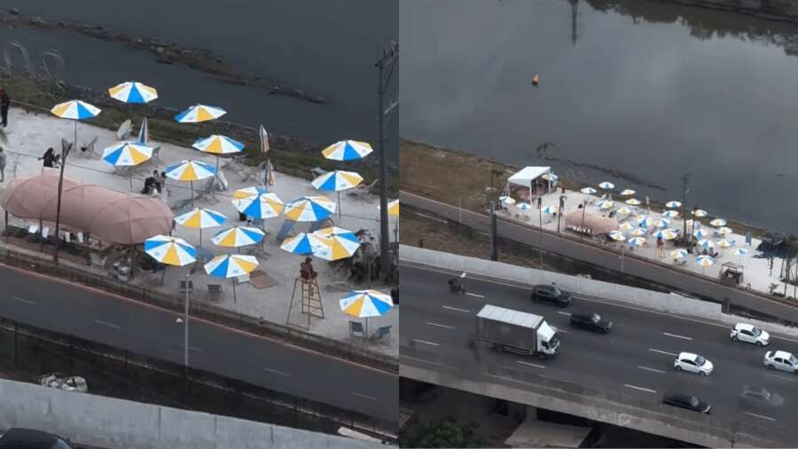 Pé na areia? Evento simula 'prainha de paulista' na marginal Pinheiros