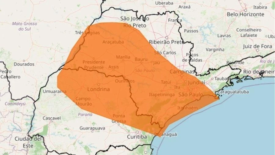 São Paulo e 8 estados tem risco de chuvas intensas e ventos de 100 km/h