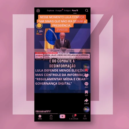 Vídeo distorce fala de Lula para atribuir a ele ataque à democracia